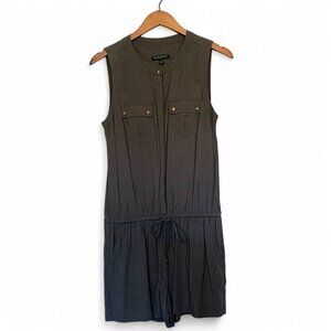Banana Republic Sleeveless Utility Romper Drawstring Waist Olive Green Size 6